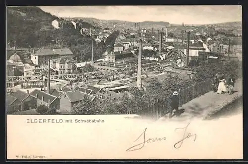 AK Elberfeld, Ortsansicht mit Schwebebahn