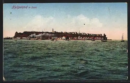 AK Helgoland, Blick auf den Ort von der See