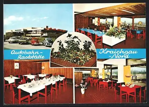 AK Sinsheim /Elsenz, Autobahn-Raststätte Kraichgau-Nord, mit Innenansichten