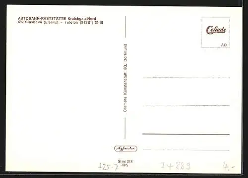 AK Sinsheim /Elsenz, Autobahn-Raststätte Kraichgau-Nord, mit Innenansichten