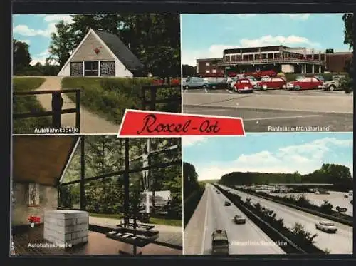 AK Roxel /Westf., Raststätte Münsterland, mit Autobahnkapelle, Raststätte Hansalinie mit Autobahn