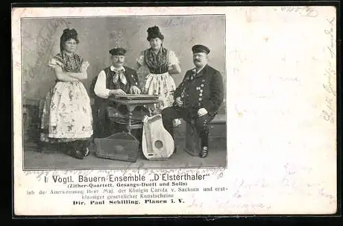 AK Trachtenkapelle 1. Vogtl. Bauern-Ensemble D`Elstherthaler mit Zither