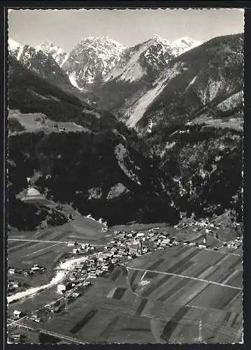 AK Stans bei Schwaz, Gesamtansicht mit Gipfelpanorama aus der Vogelschau