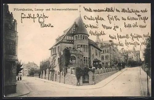 AK Pforzheim, Lamey- und Schwarzwaldstrasse