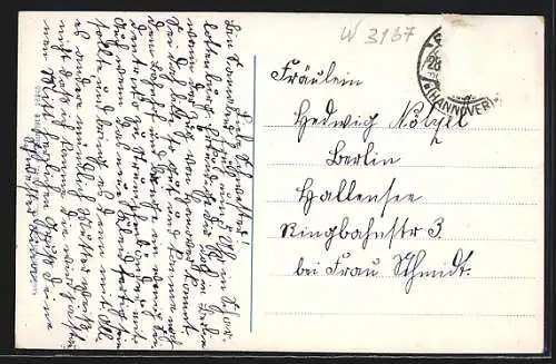 AK Burgdorf i. H., Strassenpartie mit Kirche