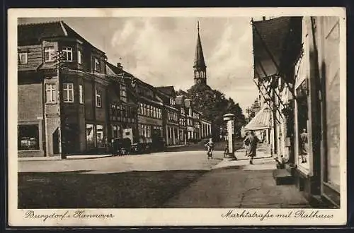 AK Burgdorf i. Hannover, Marktstrasse mit Rathaus