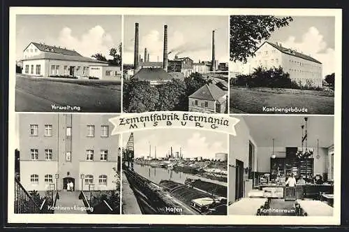 AK Misburg, Zementfabrik Germania, Mehrfachansichten, Hafen