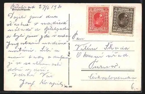 AK Belgrade, Panorama, Strassenbahn