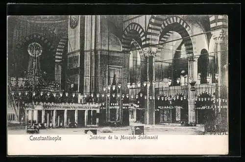 AK Constantinople, Intérieur de la Mosquée Suléimanié