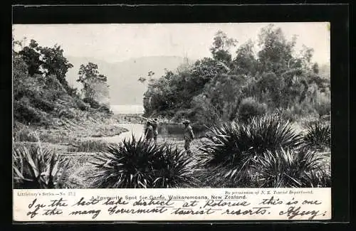 AK Waikaremoana, Ortspartie mit Jägern
