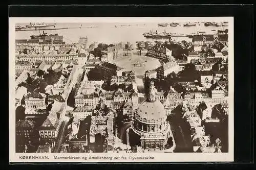 AK Kobenhavn, Marmorkirken og Amalienborg set fra Flyvemaskine