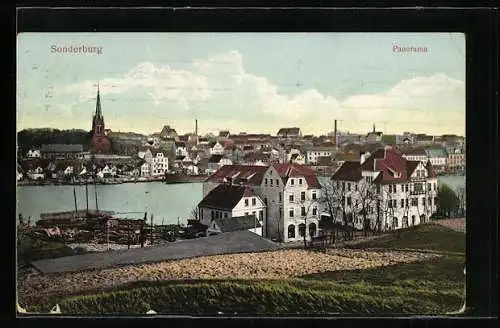 AK Sonderburg, Panorama mit Flusspartie