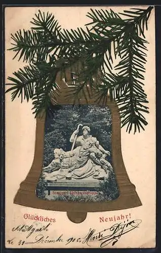 Grusskarten-AK Stuttgart, Eberhardsgruppe, Passepartout