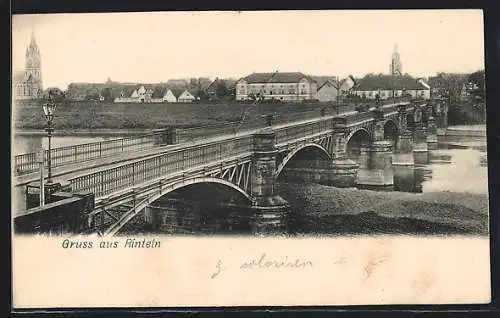 AK Rinteln, Teilansicht mit Brücke