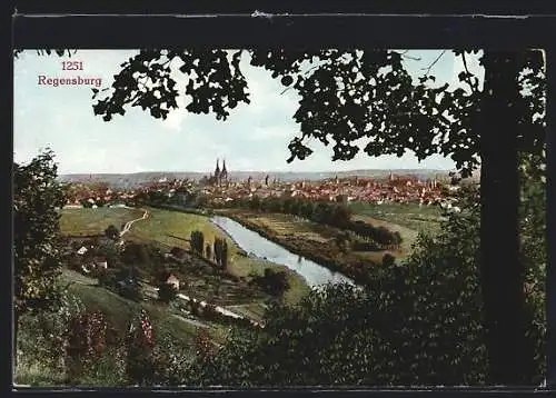 AK Regensburg, Teilansicht mit Kirche