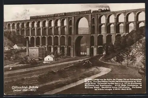 AK Reichenbach im Vogtland, Göltzschtal-Brücke, Grösste Ziegelsteinbrücke der Welt