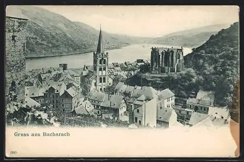 AK Bacharach, Blick auf die Altstadt mit Wernerkapelle