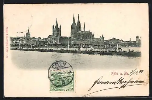 AK Köln a. Rh., Uferpartie mit Kirche