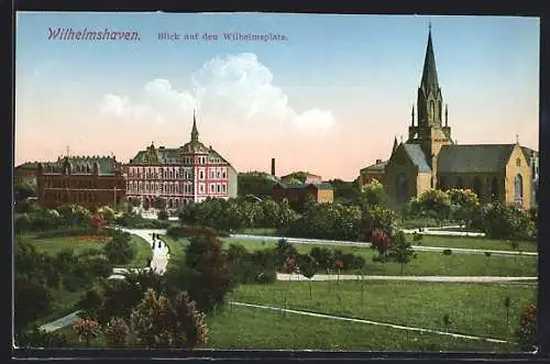 AK Wilhelmshaven, Wilhelmsplatz mit Kirche