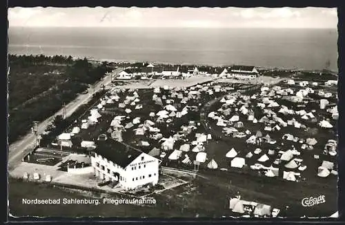 AK Sahlenburg, Nordseebad, Teilansicht mit Hotel Haus Wienerwald, Fliegeraufnahme