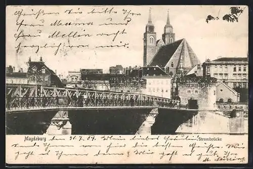 AK Magdeburg, Ortsansicht mit Strombrücke