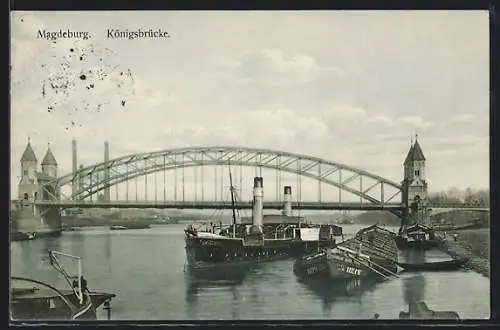 AK Magdeburg, Dampfer vor der Königsbrücke