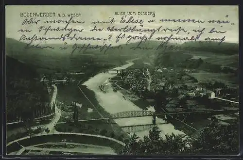 AK Bodenwerder, Blick vom Eckberg auf den Ort