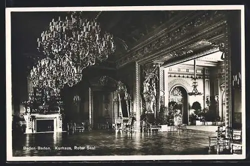 AK Baden-Baden, Kurhaus, Roter Saal, Innenansicht