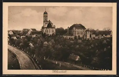 AK Hohenstadt / Aalen, Schloss und Kirche mit Strassenpartie