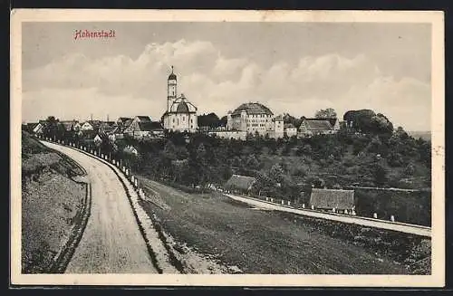 AK Hohenstadt / Aalen, Schloss und Kirche mit Strassenpartie