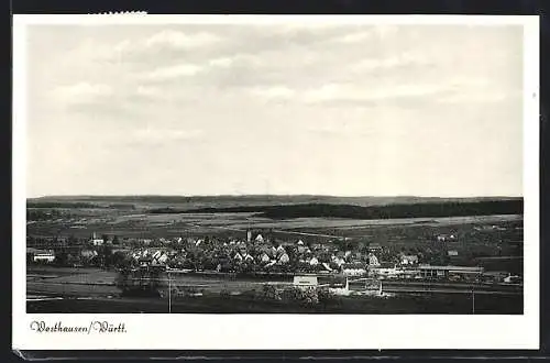 AK Westhausen /Württ., Teilansicht mit Kirche