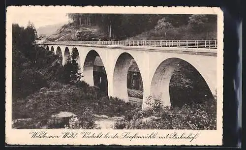 AK Welzheim, Welzheimer Wald, Viadukt bei der Laufenmühle mit Bahnhof