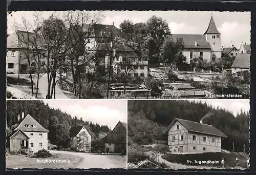 AK Adelmannsfelden, Burghardsmühle, Ev. Jugenheim, Ortsansicht