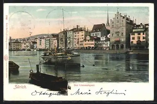 AK Zürich, Segelboot am Limmatquai