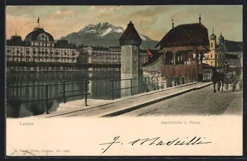 AK Luzern, Kapellbrücke und Pilatus
