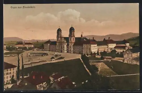 AK Einsiedeln, Ortspartie mit Kirche