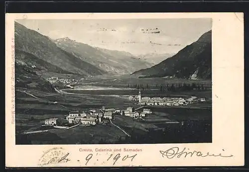 AK Cresta, Panorama mit Celerina und Samaden