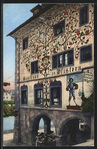 AK Luzern, Wandmalerei am Gasthaus zu Pfistern