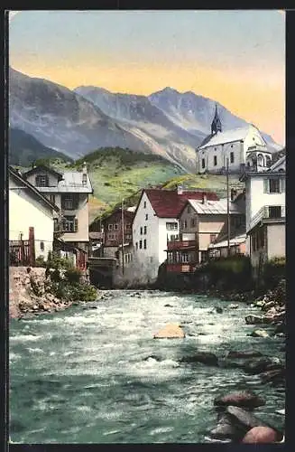 AK Andermatt, Gotthardstrasse, Dorfpartie mit Reuss