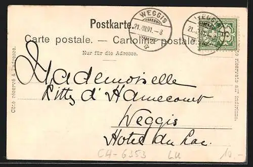 AK Weggis /Vierwaldstättersee, Uferpartie mit Kirche