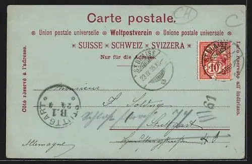 Mondschein-AK Neuchâtel, Blick auf die Kirche