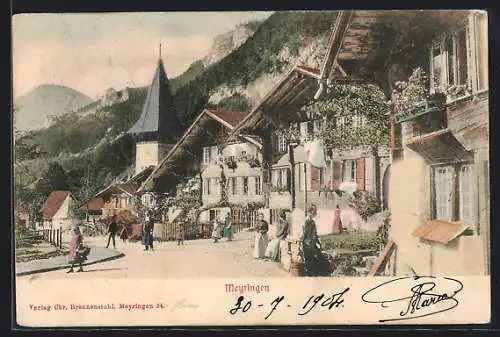 AK Meyringen, Strassenpartie mit Bergen