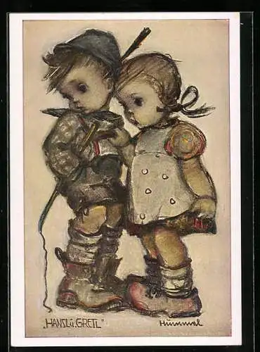 Künstler-AK Hummel: Hansl und Gretl mit fragendem Blick