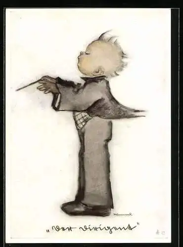 Künstler-AK Hummel: kleiner Dirigent