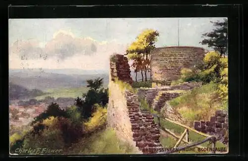 Künstler-AK Charles F. Flower: Bad Kissingen, Ruine Bodenlaube
