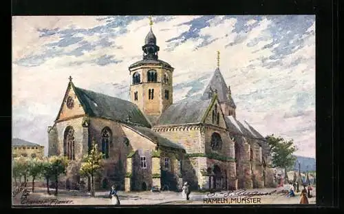 Künstler-AK Charles F. Flower: Hameln, Das Münster