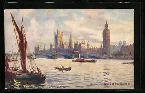Künstler-AK Charles F. Flower: London, Houses of Parliament