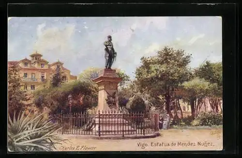 Künstler-AK Vigo, Estatua de Mendez Nunez