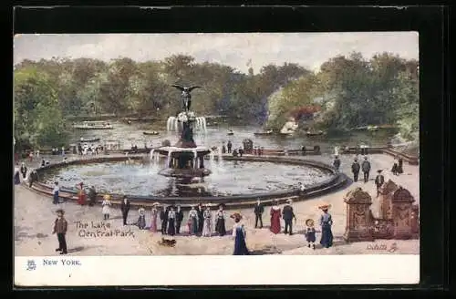 Künstler-AK Charles F. Flower: New York, Central Park, The Lake