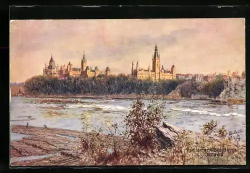 Künstler-AK Charles F. Flower: Ottawa, Parliament Buildings